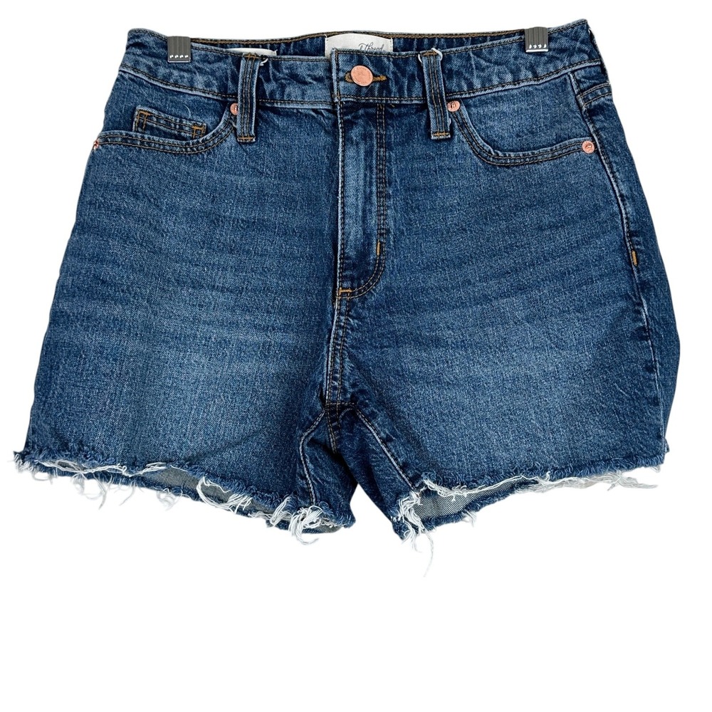 Universal Thread Denim Shorts Womens 2 Medium Wash Frayed Hem Casual High Rise